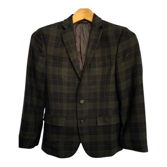 Lauren Ralph Lauren Green Plaid Tailored Blazer Mens XS Boys 14R Preppy Academia